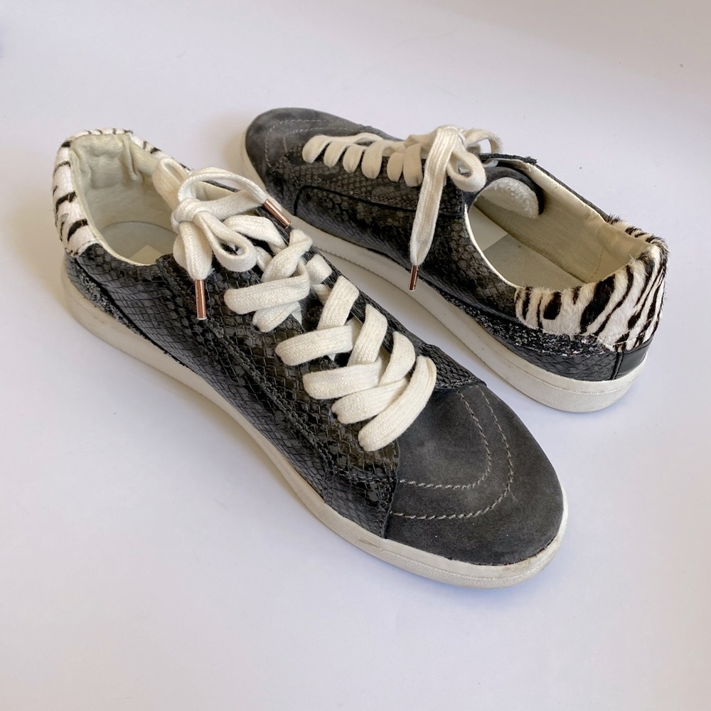 9 DOLCE VITA SEQUIN ZEBRA SNEAKERS SHOES LEATHER